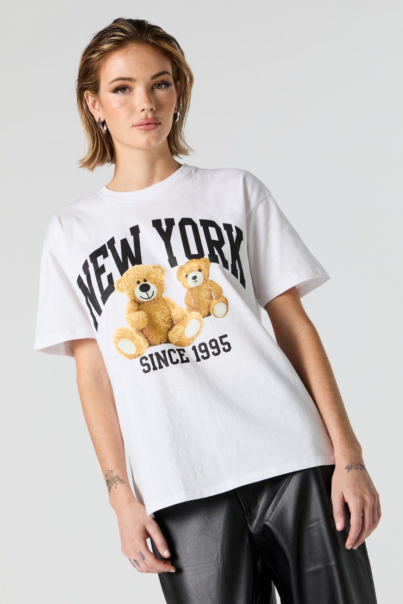 New York Teddy Graphic Boyfriend T-Shirt sold by Urban Planet product image thumbnail 2