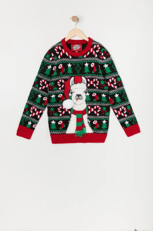 Boys Furry 3D Llama Ugly Xmas Sweater sold by Urban Planet