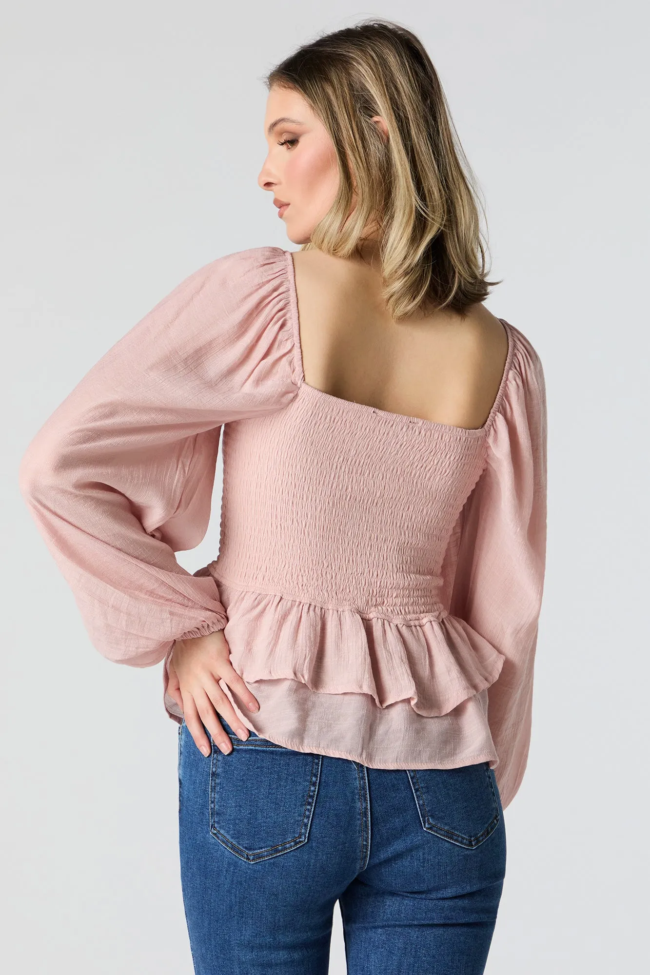 Smocked Tiered Long Sleeve Top sold by Urban Planet product image thumbnail 5