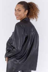 Faux Leather Button-Up Shirt sold by Urban Planet