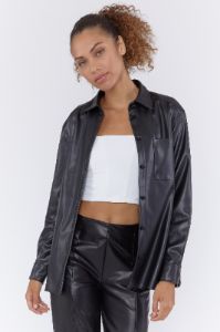 Faux Leather Button-Up Shirt sold by Urban Planet