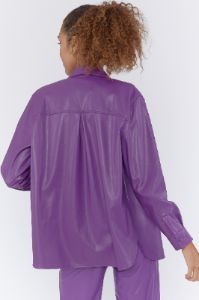Faux Leather Button-Up Shirt sold by Urban Planet