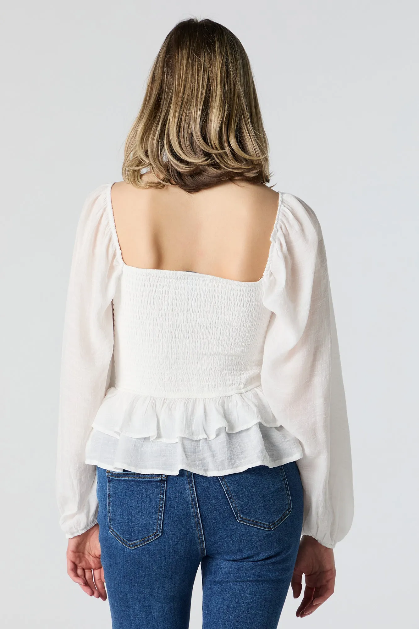 Smocked Tiered Long Sleeve Top sold by Urban Planet product image thumbnail 2
