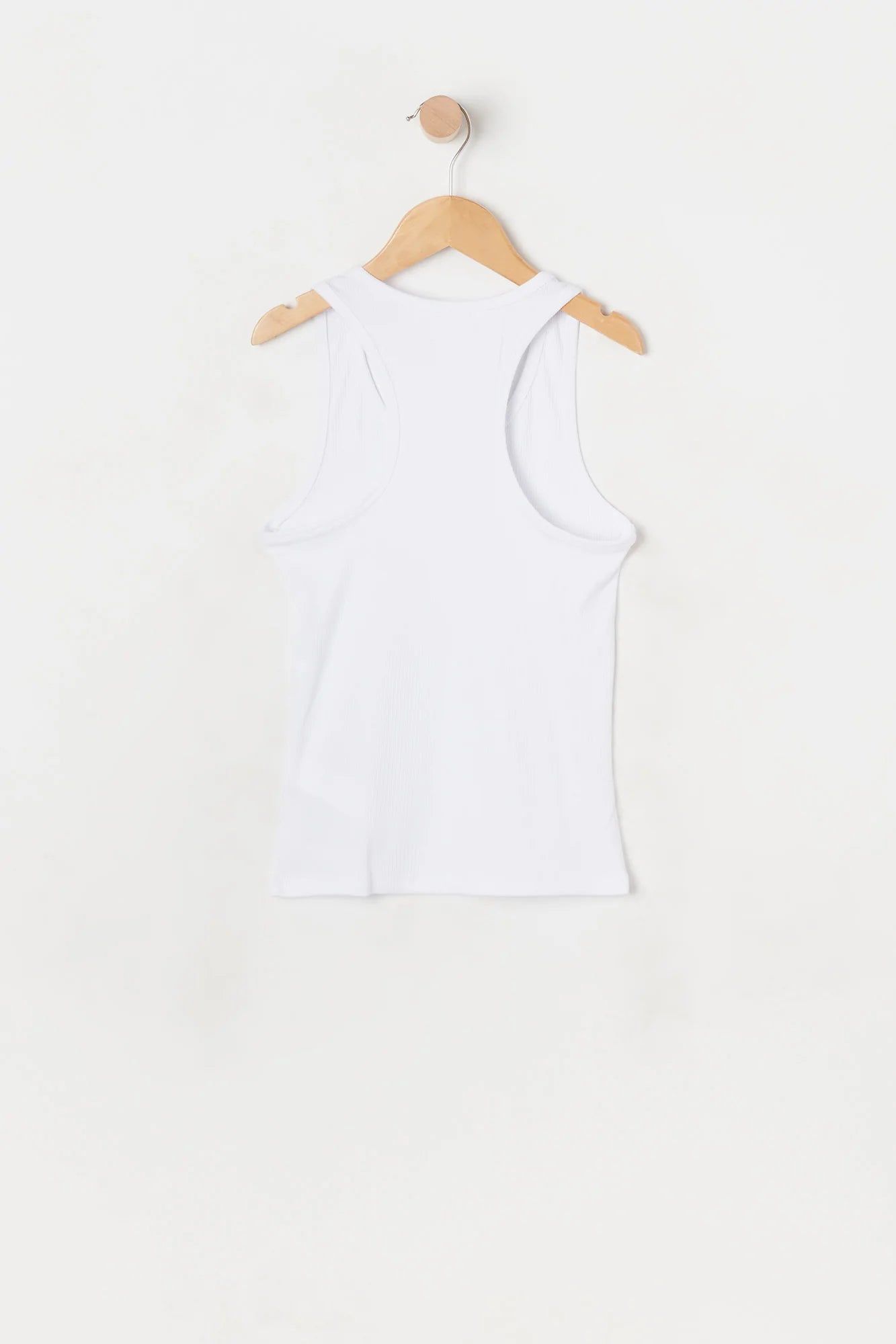 Girls White Ribbed Racerback Tank sold by Urban Planet product image thumbnail 2