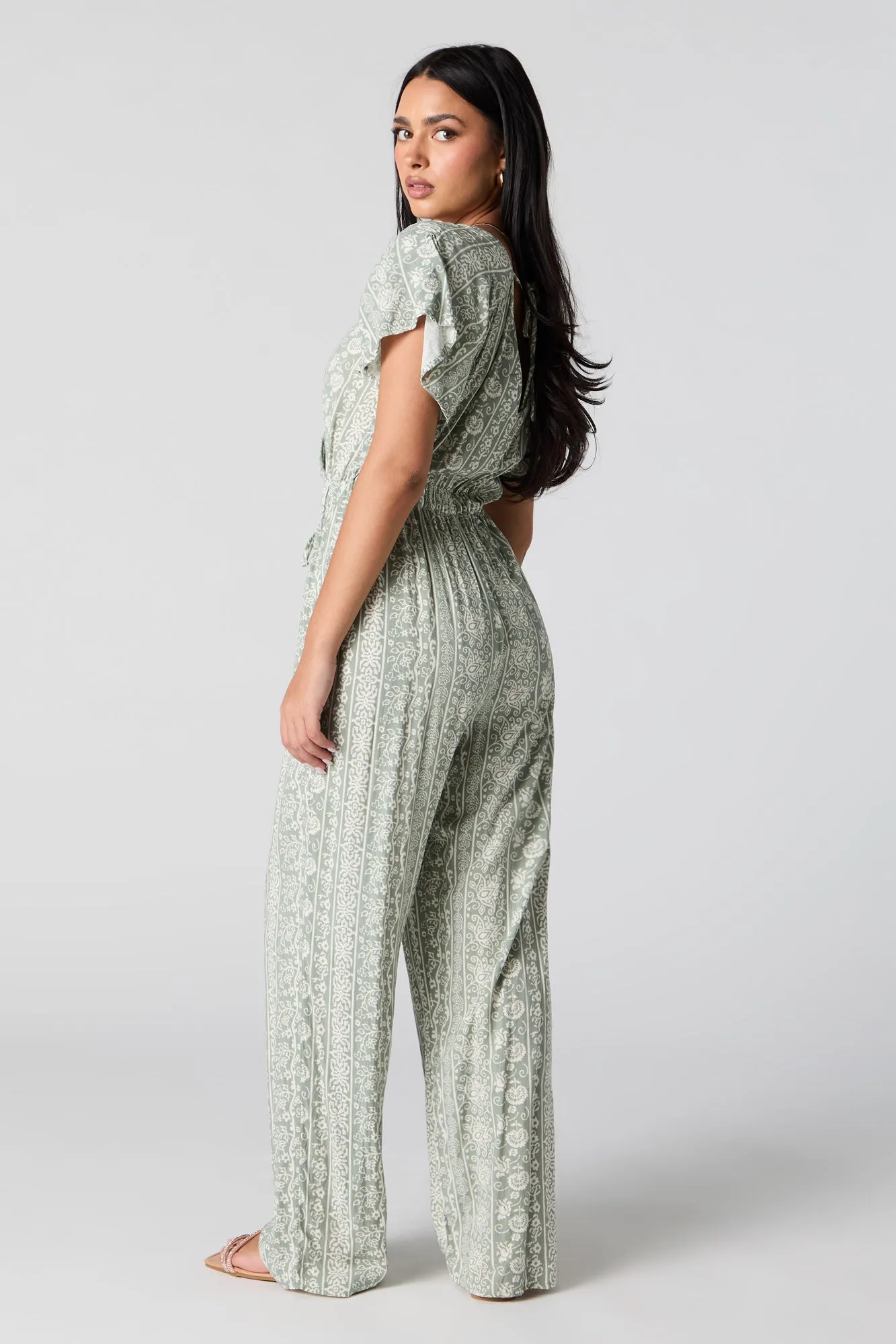 Floral Print Surplice Belted Jumpsuit sold by Urban Planet product image thumbnail 3