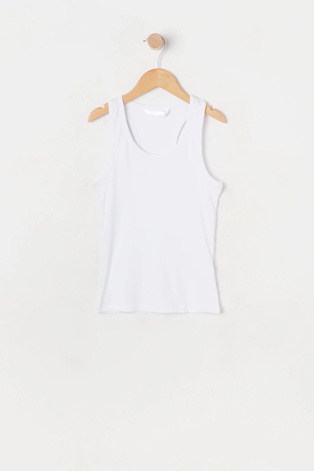 Girls White Ribbed Racerback Tank sold by Urban Planet