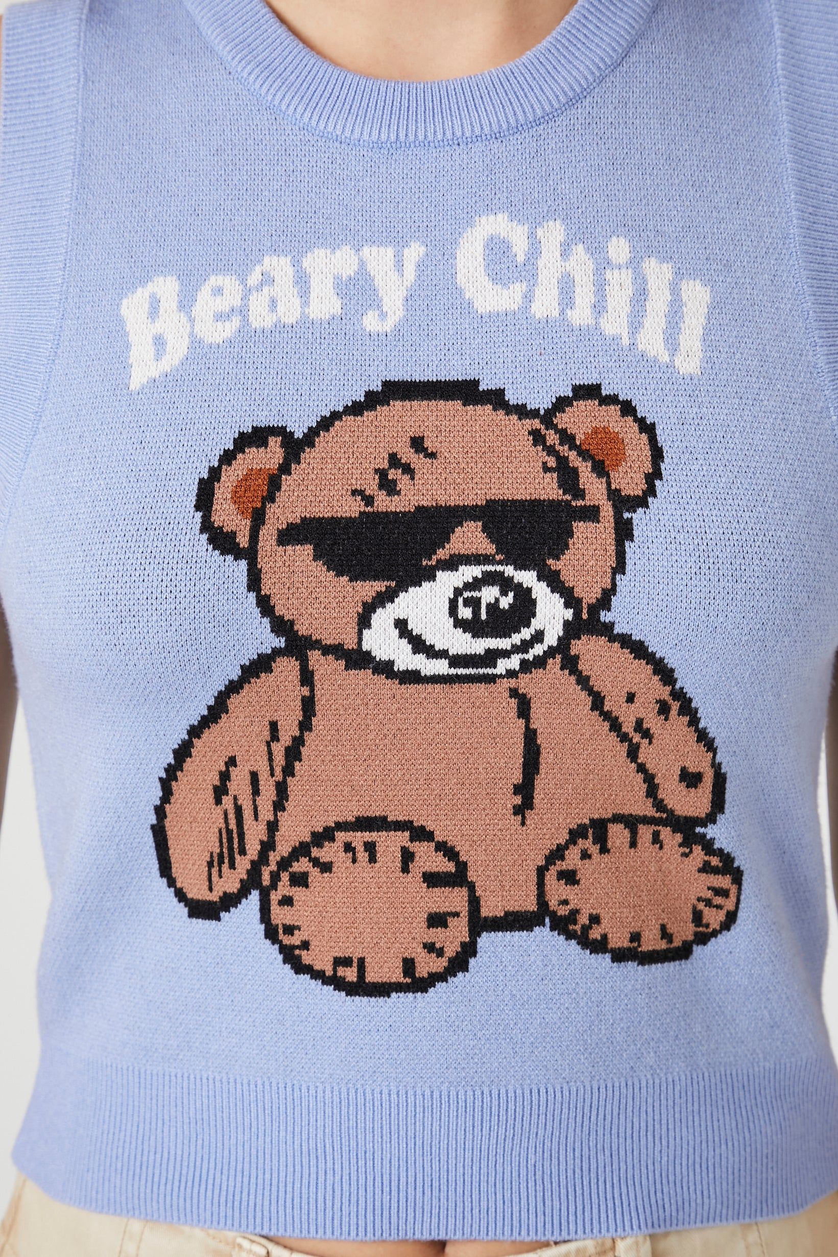 Beary Chill Graphic Sweater Vest sold by Urban Planet product image thumbnail 5