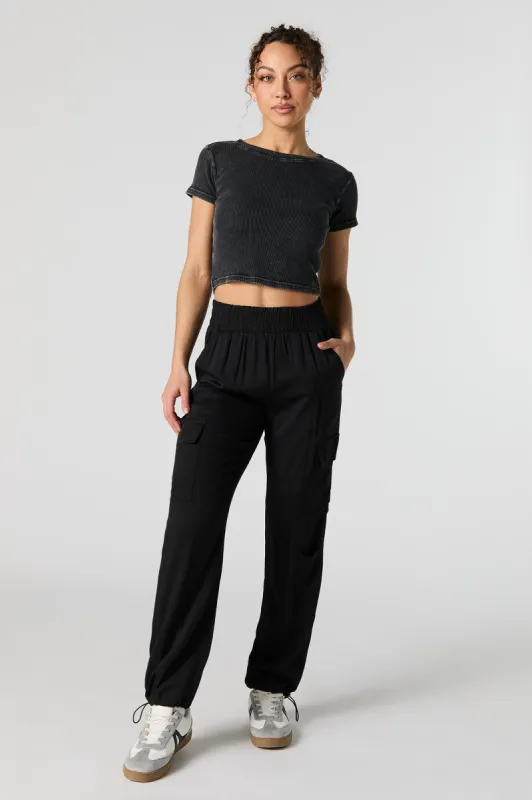 High Rise Toggle Hem Cargo Jogger sold by Urban Planet