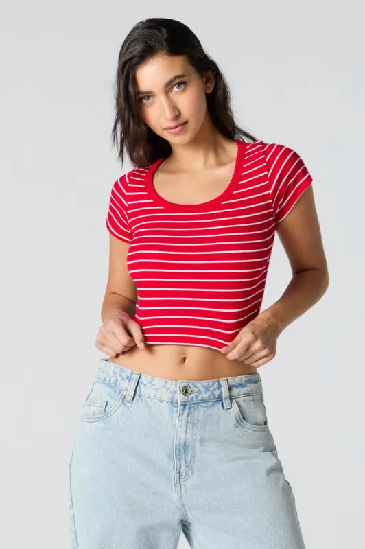 Striped Round Neck Crop Top sold by Urban Planet