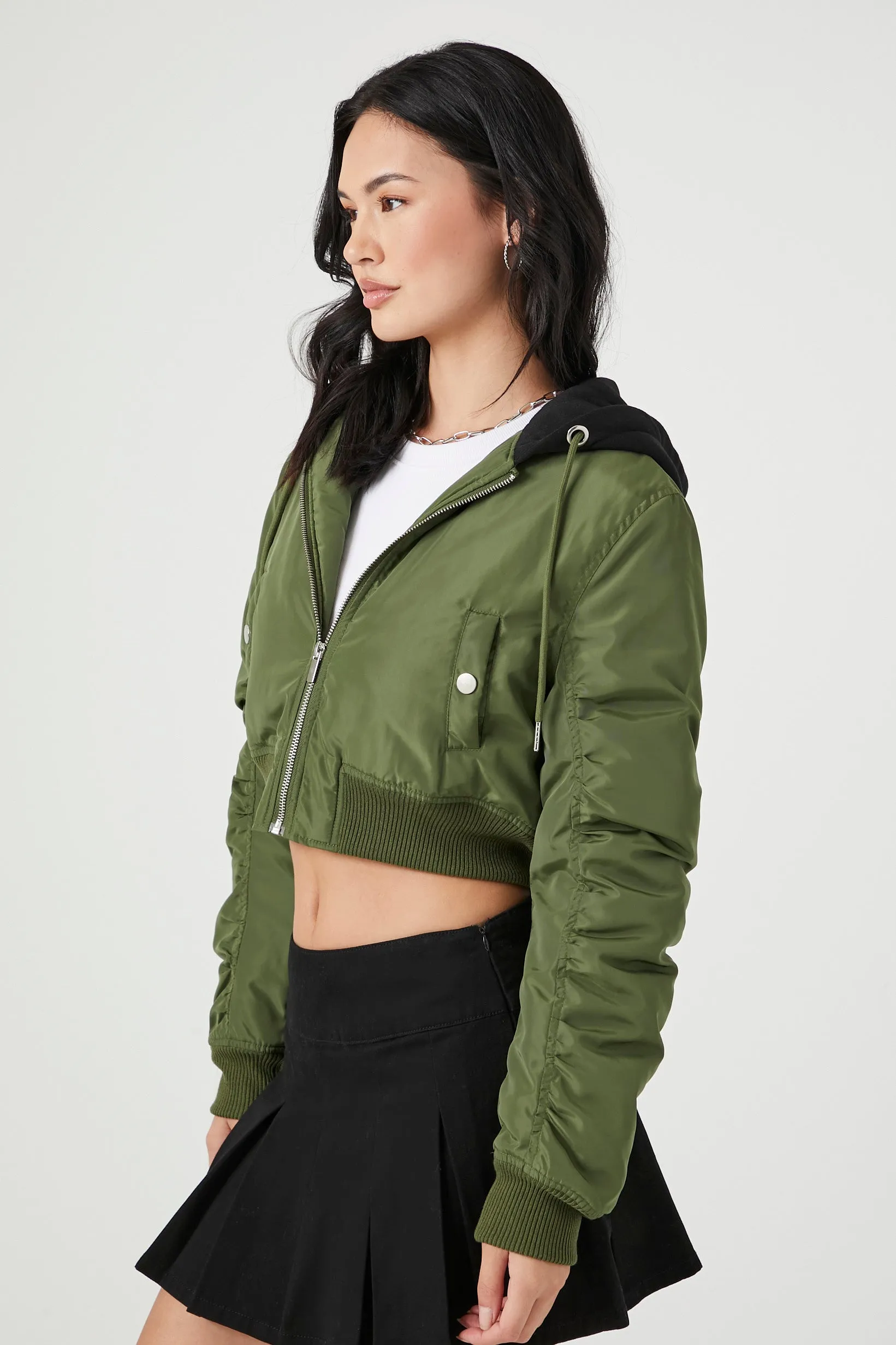 Hooded Cropped Bomber Jacket sold by Urban Planet product image thumbnail 2