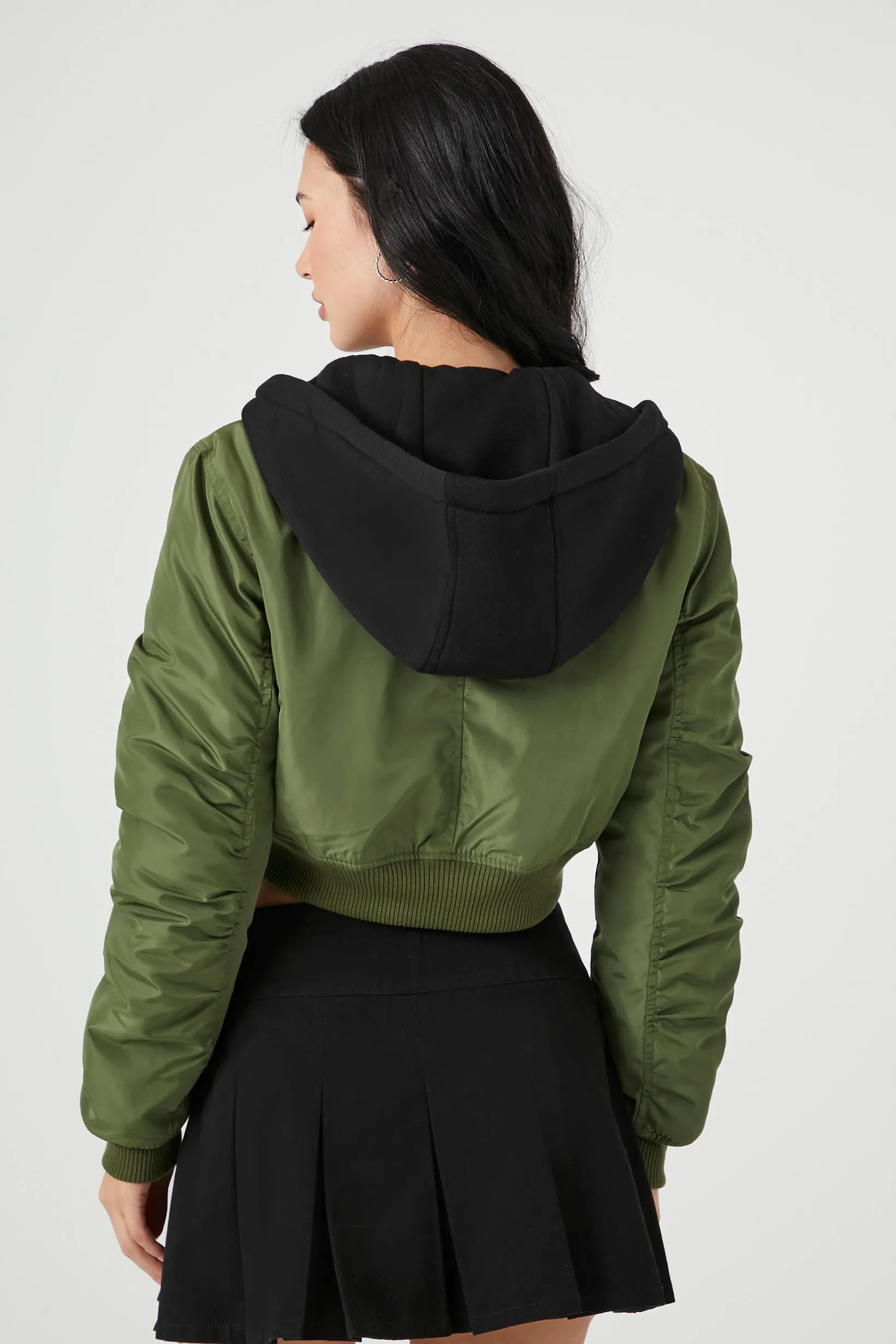 Hooded Cropped Bomber Jacket sold by Urban Planet product image thumbnail 3