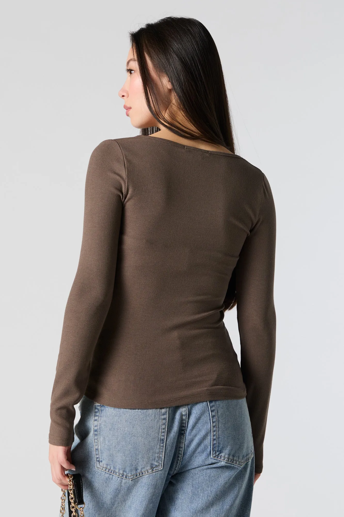 Ribbed Square Neck Long Sleeve Top sold by Urban Planet product image thumbnail 5