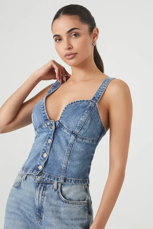 Débardeur en denim à décolleté en coeur sold by Urban Planet