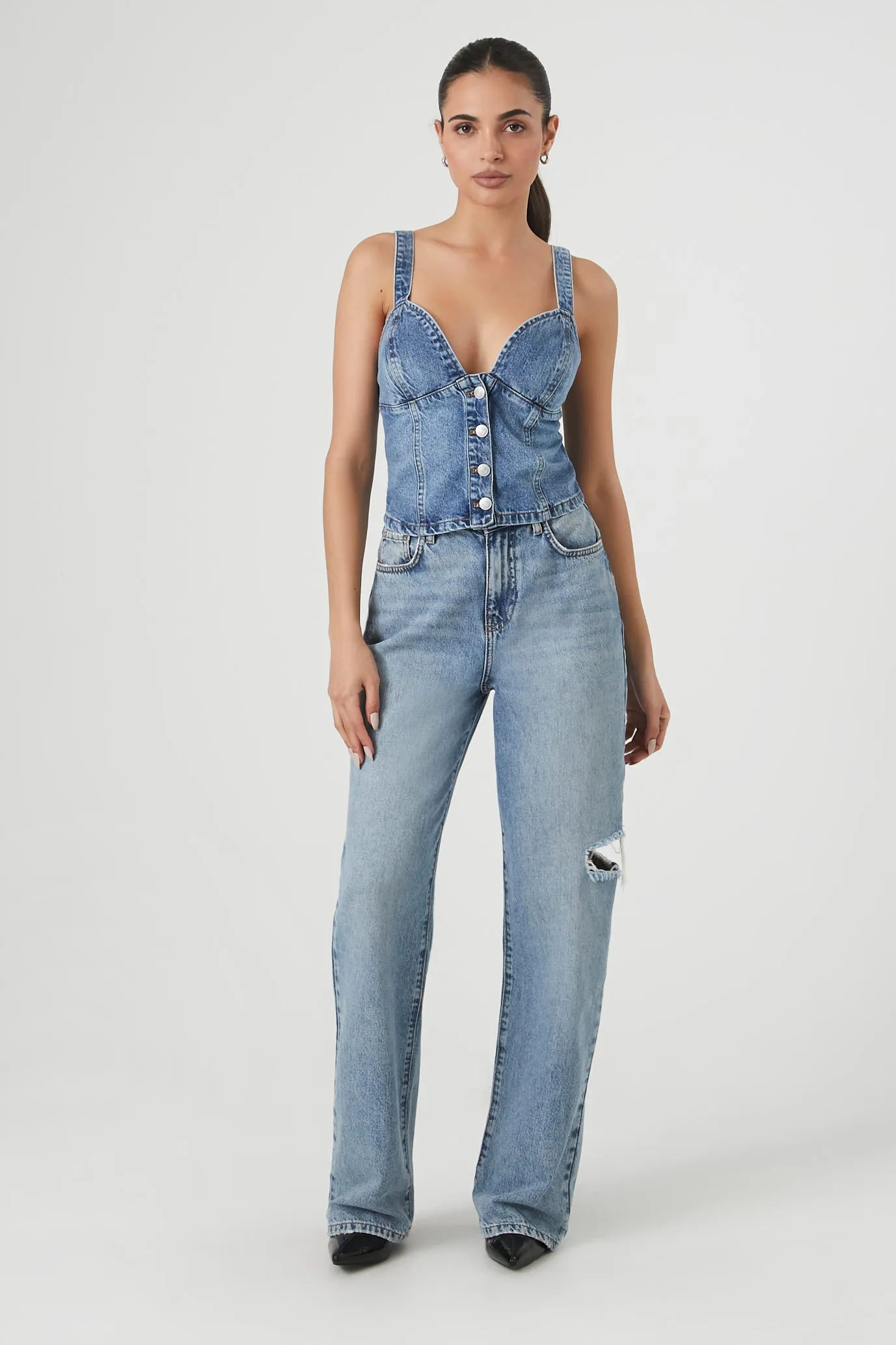 Débardeur en denim à décolleté en coeur sold by Urban Planet product image thumbnail 4