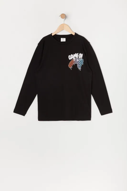 Boys Game On Graphic Long Sleeve Top sold by Urban Planet