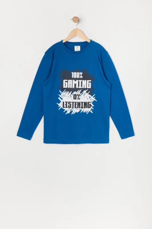 Boys Gaming Not Listening Graphic Long Sleeve Top sold by Urban Planet