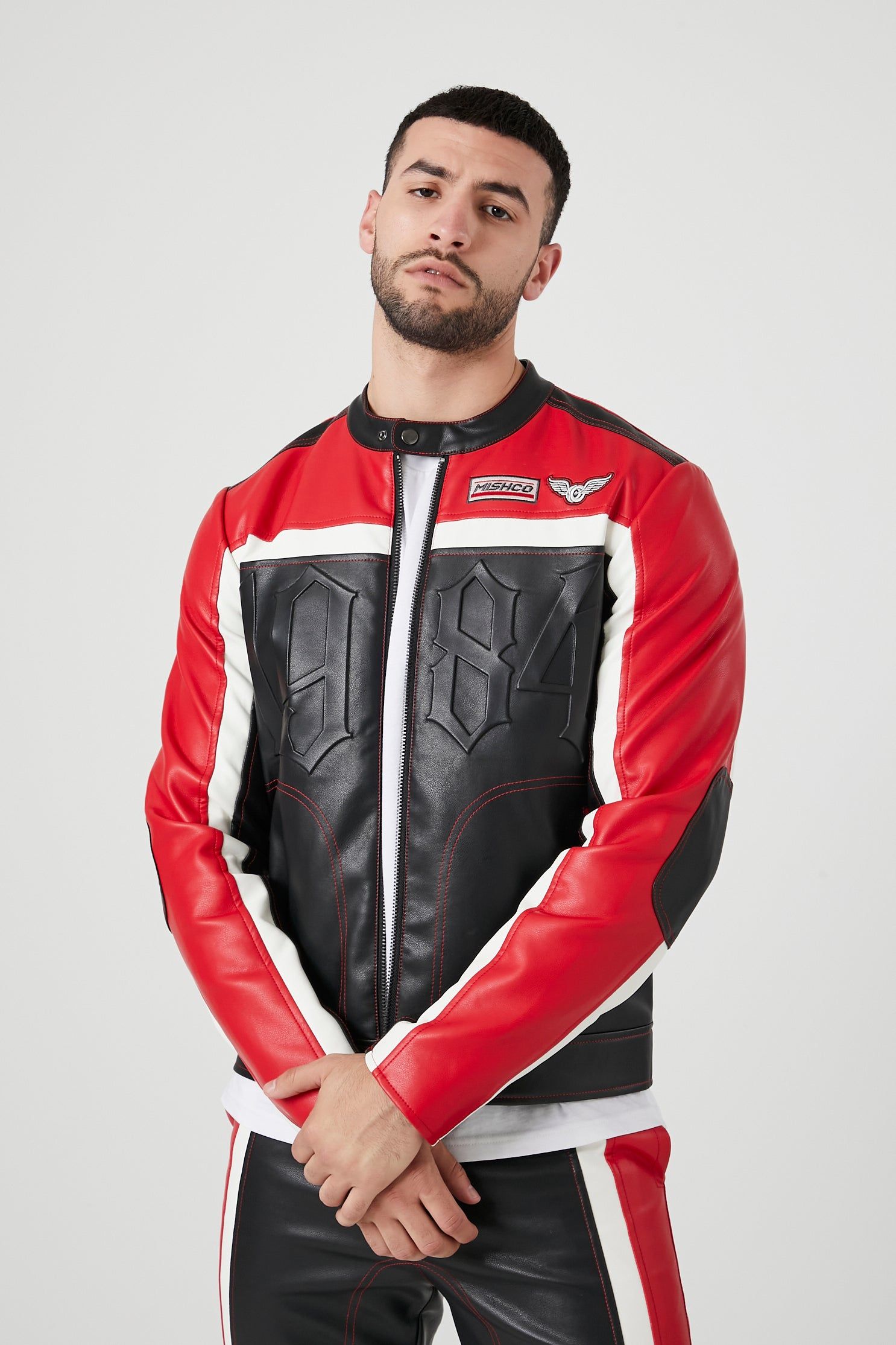 Faux Leather Colourblock Moto Jacket sold by Urban Planet product image thumbnail 8