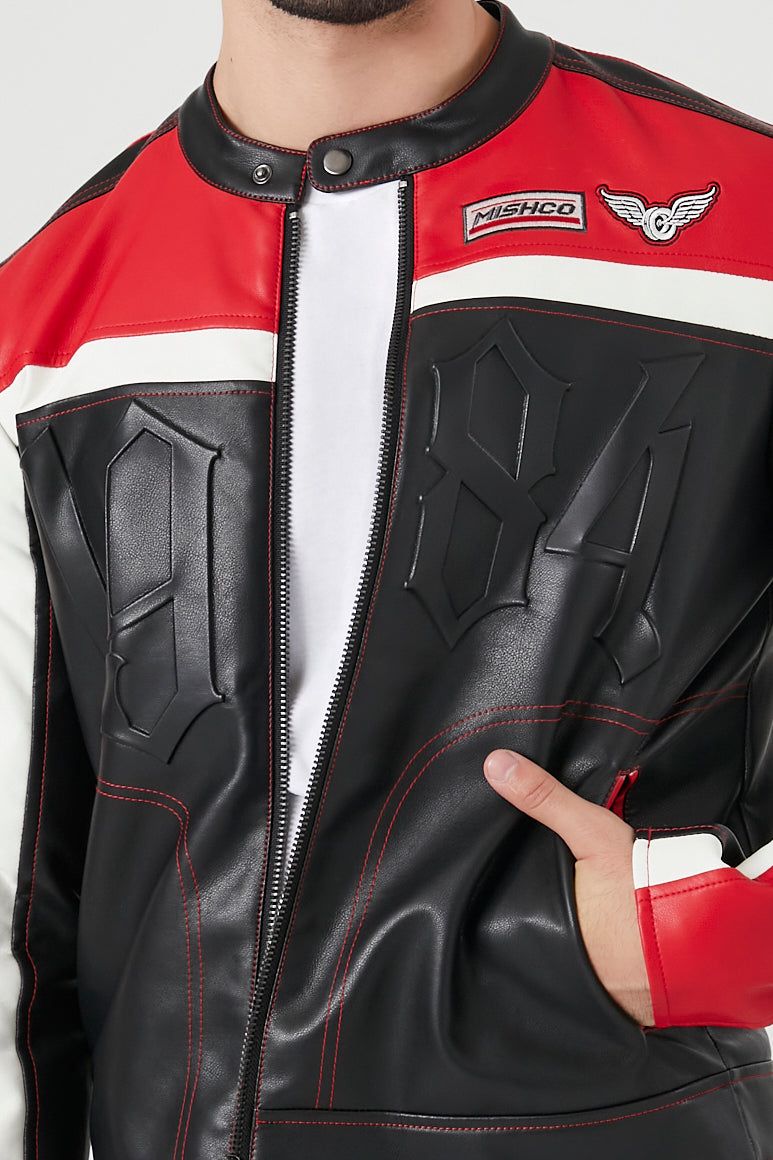 Faux Leather Colourblock Moto Jacket sold by Urban Planet product image thumbnail 6