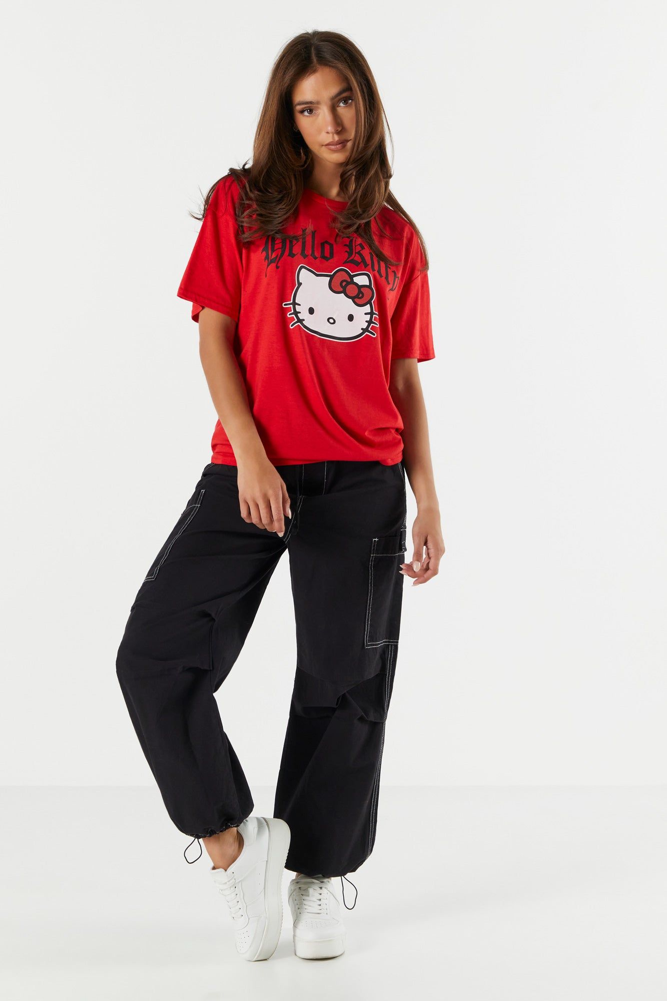 Red Hello Kitty Graphic Boyfriend T-Shirt sold by Urban Planet product image thumbnail 3