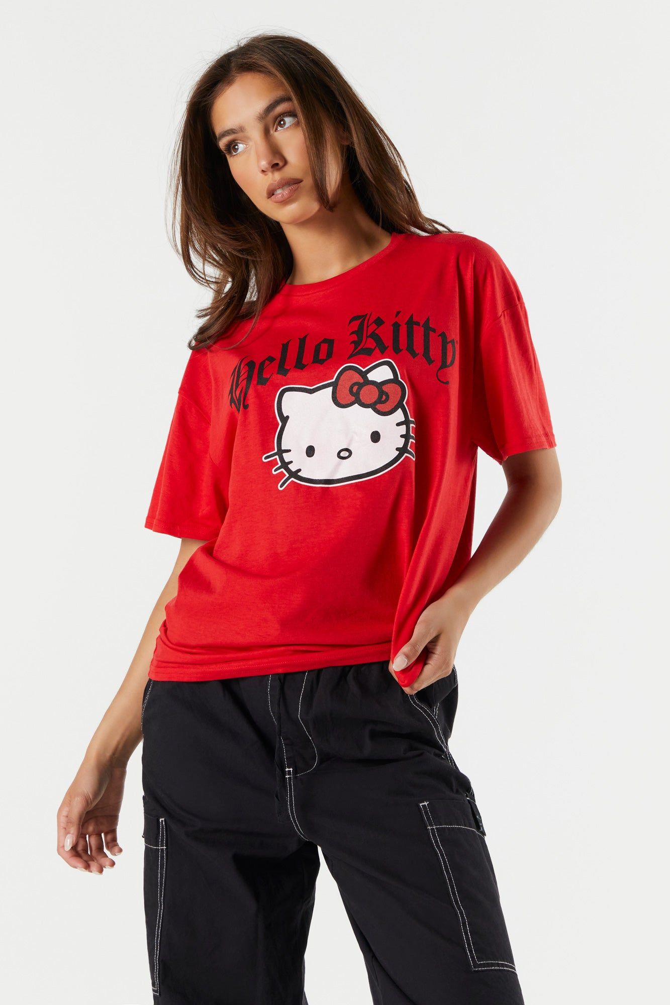 Red Hello Kitty Graphic Boyfriend T-Shirt sold by Urban Planet