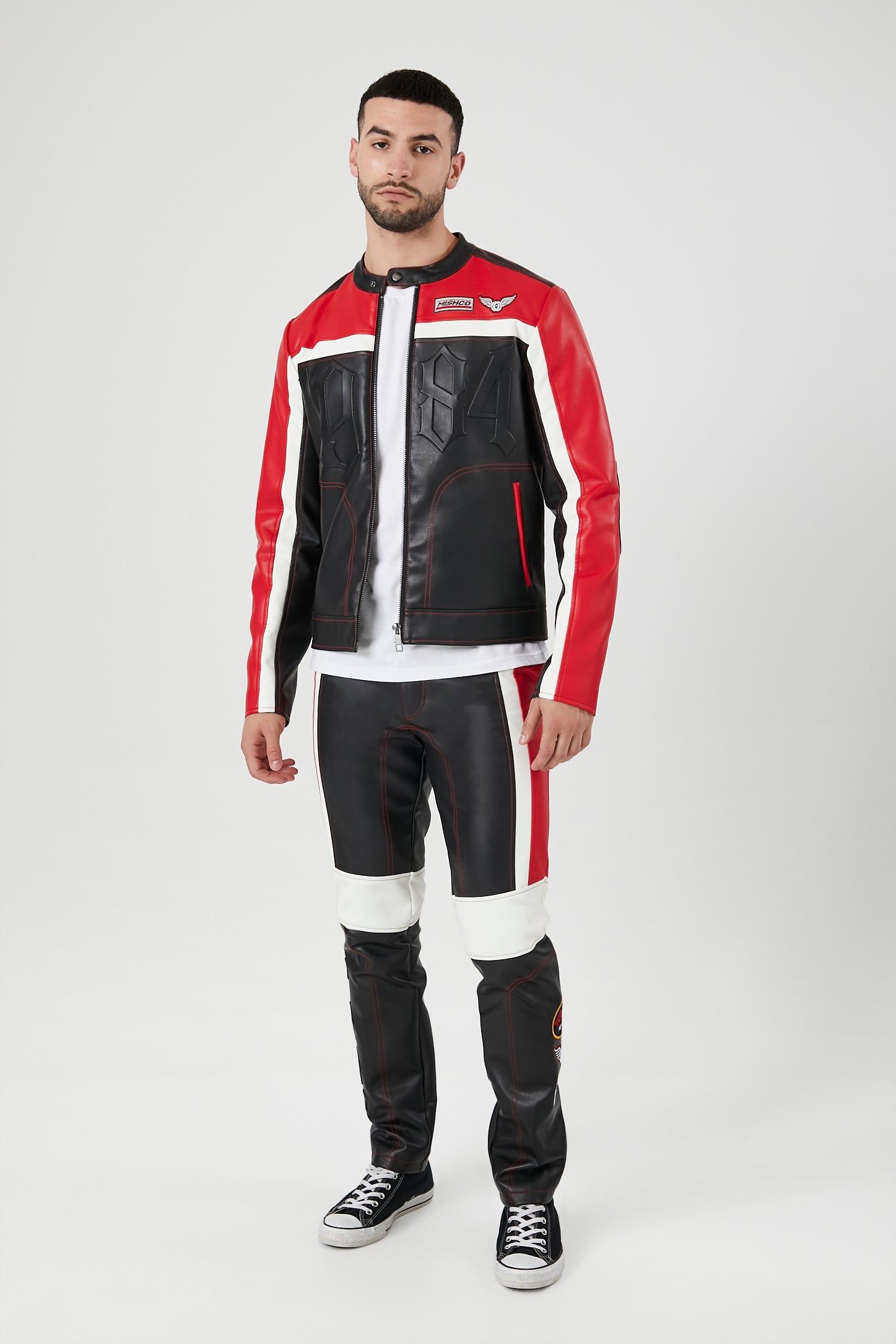 Faux Leather Colourblock Moto Jacket sold by Urban Planet product image thumbnail 5