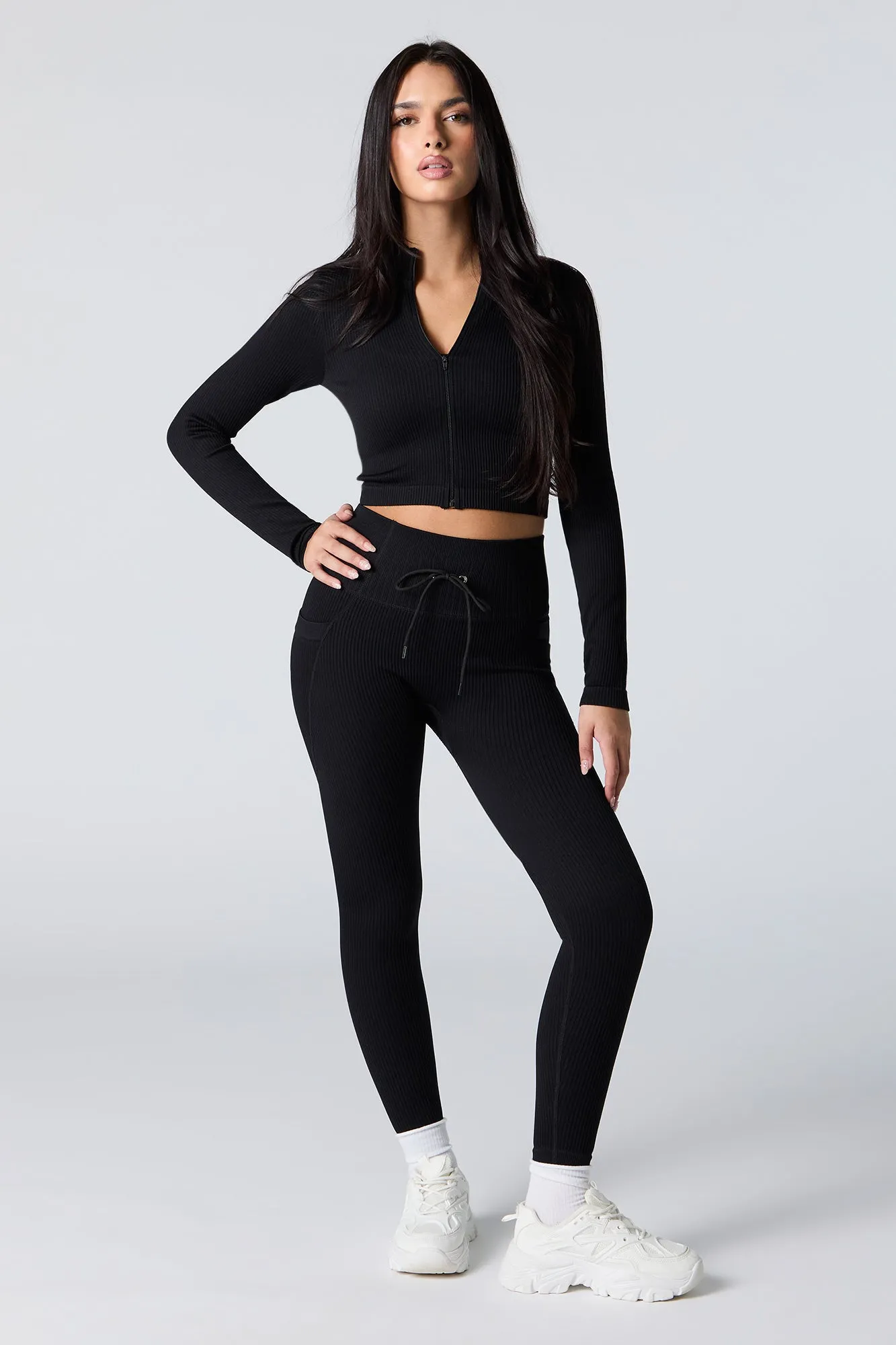 Legging Active côtelé sans couture à taille coulissante sold by Urban Planet product image thumbnail 5
