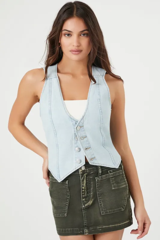 Button-Up Denim Vest sold by Urban Planet