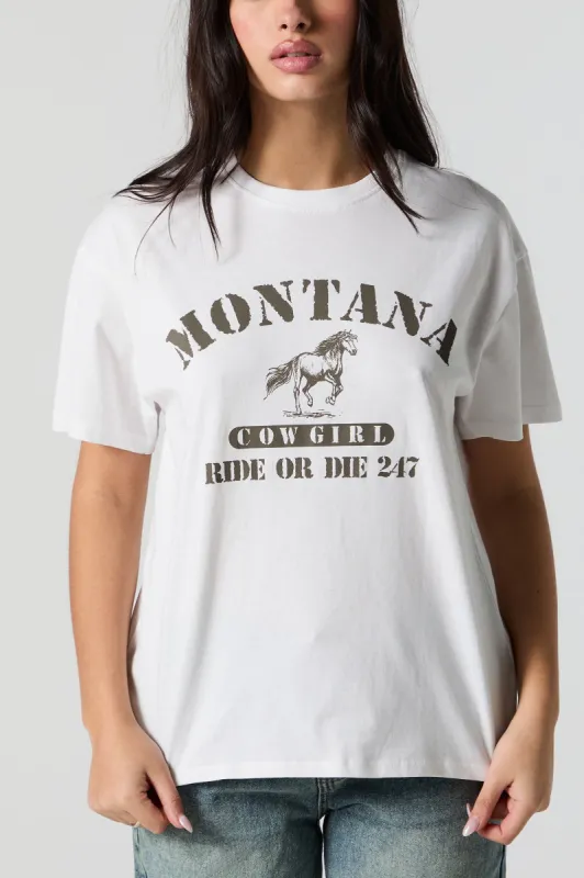 Montana Cowgirl Graphic Boyfriend T-Shirt sold by Urban Planet