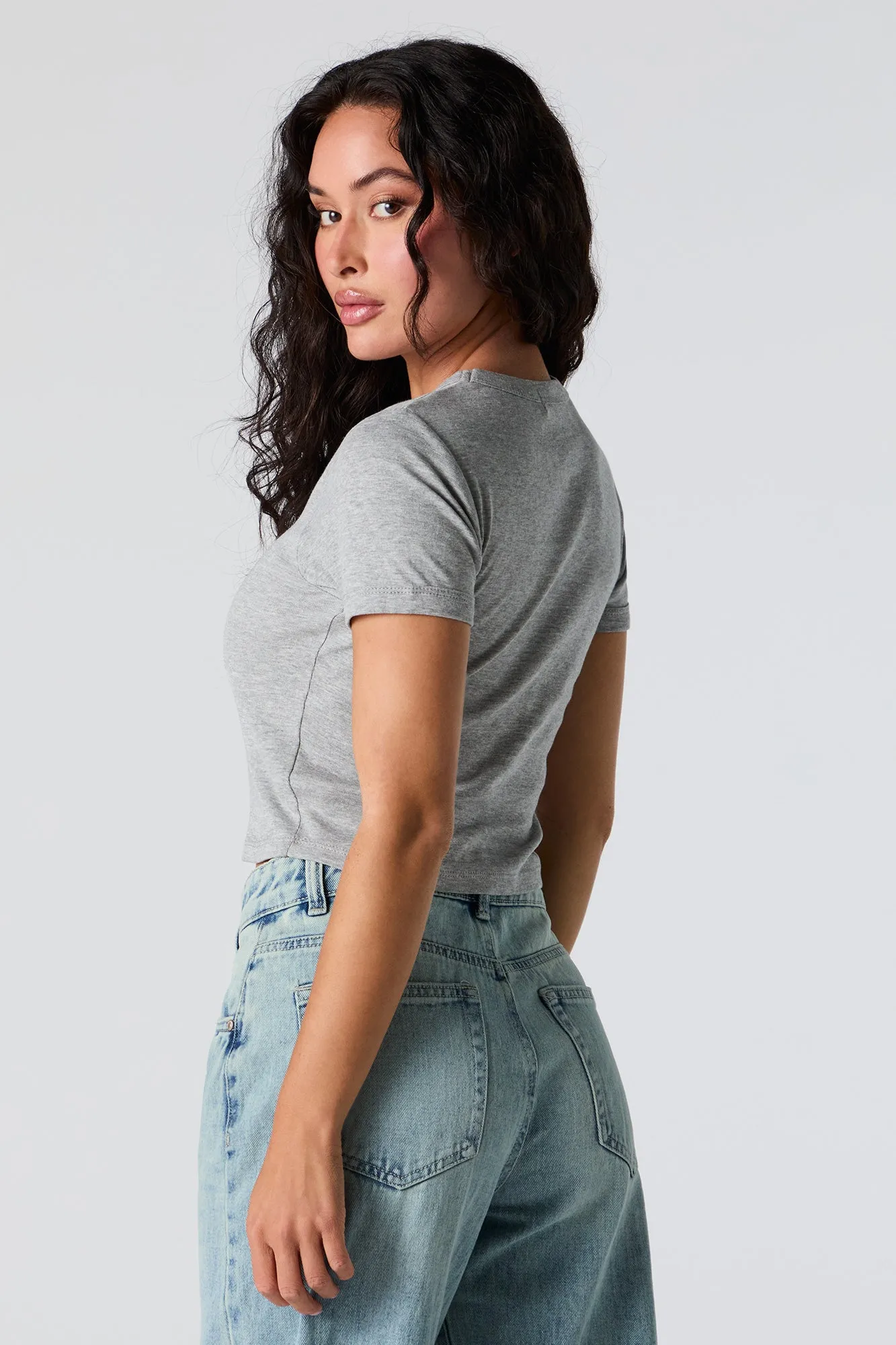 T-shirt ultracourt avec motif brodé Brooklyn 92 sold by Urban Planet product image thumbnail 2