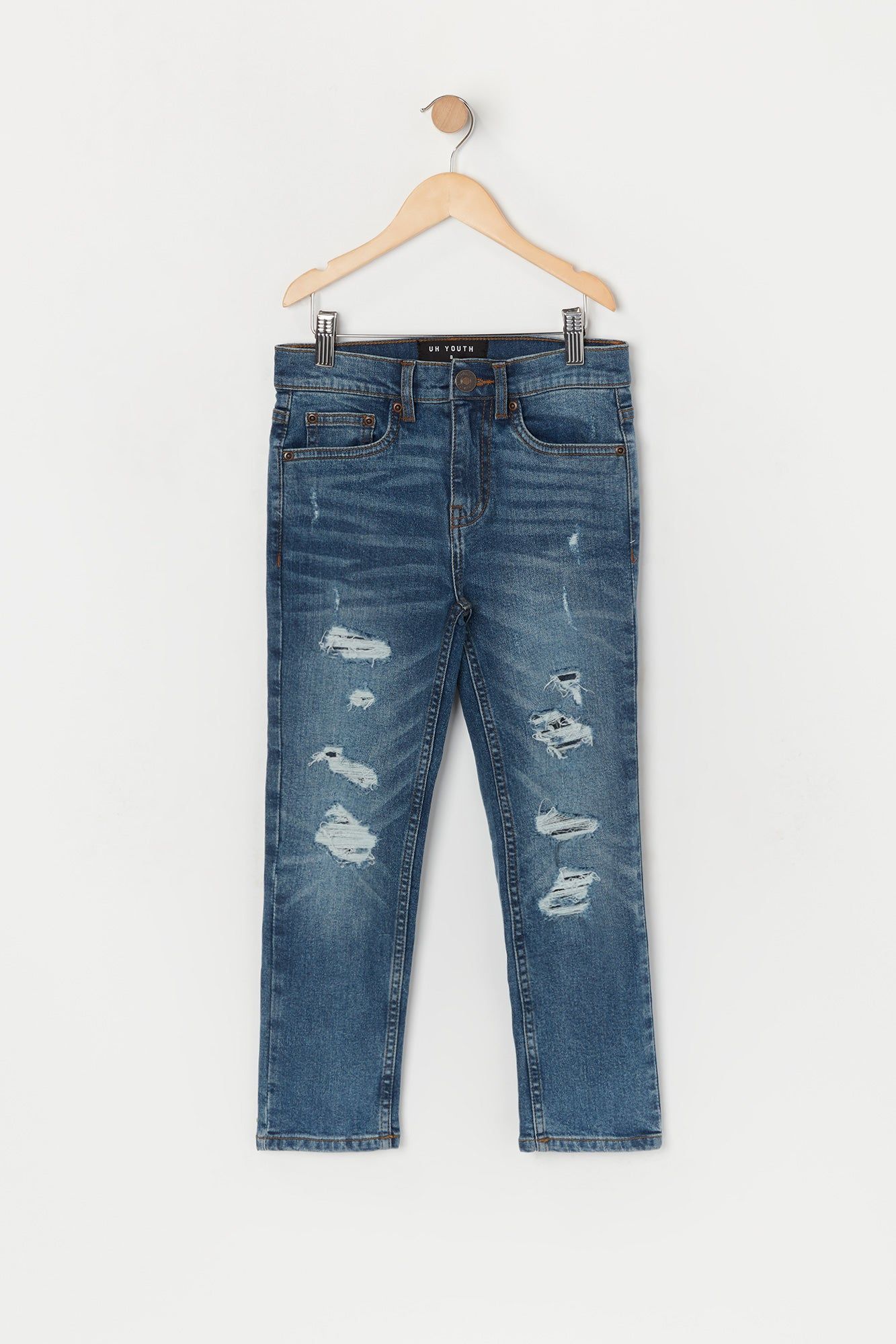 Boys Medium Wash Distressed Skinny Jean sold by Urban Planet