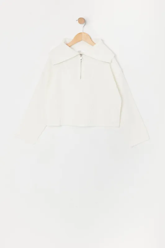 Girls Quarter Zip Knit Sweater sold by Urban Planet