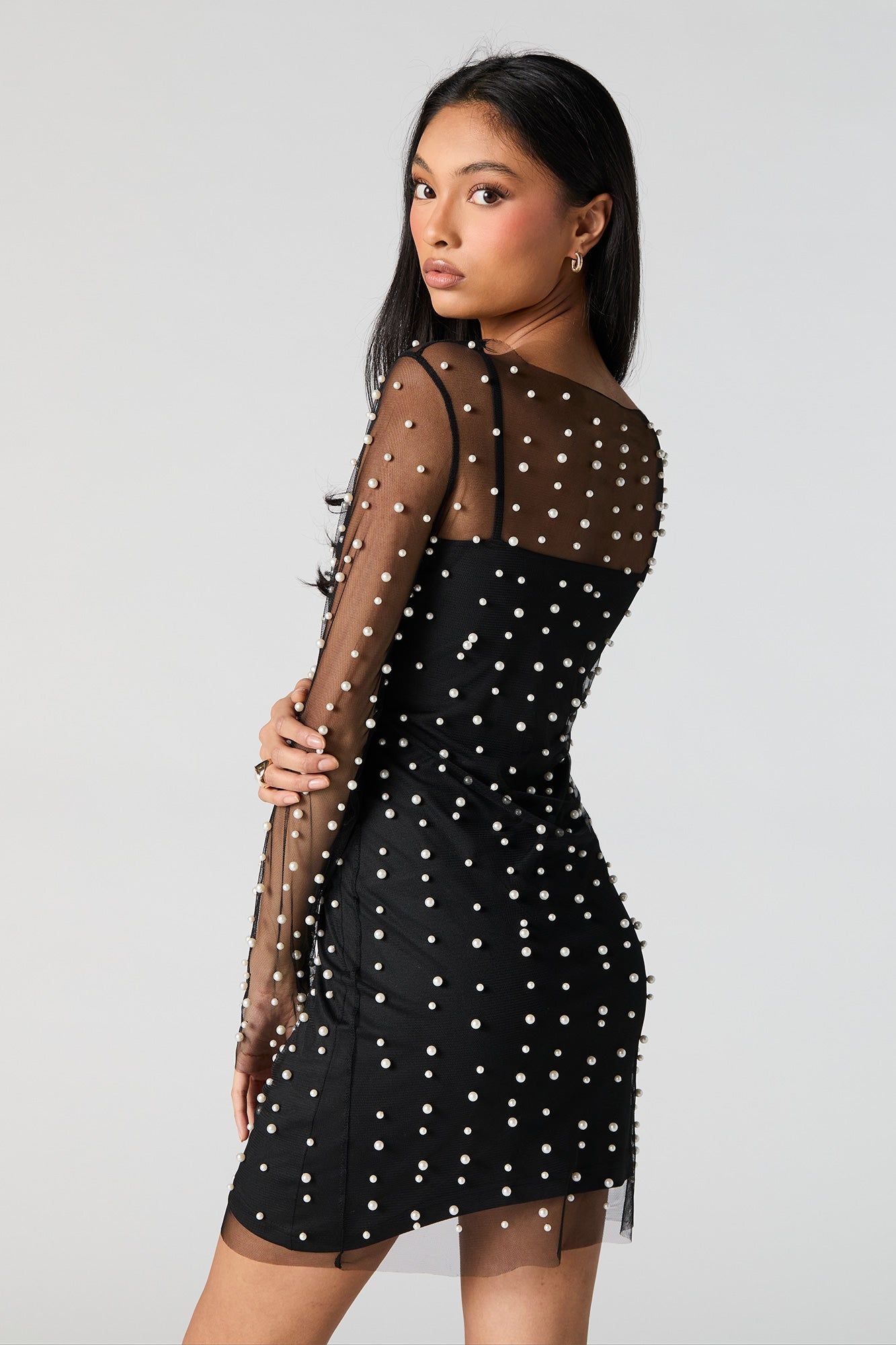 Tulle Pearl Long Sleeve Mini Dress sold by Urban Planet product image thumbnail 2