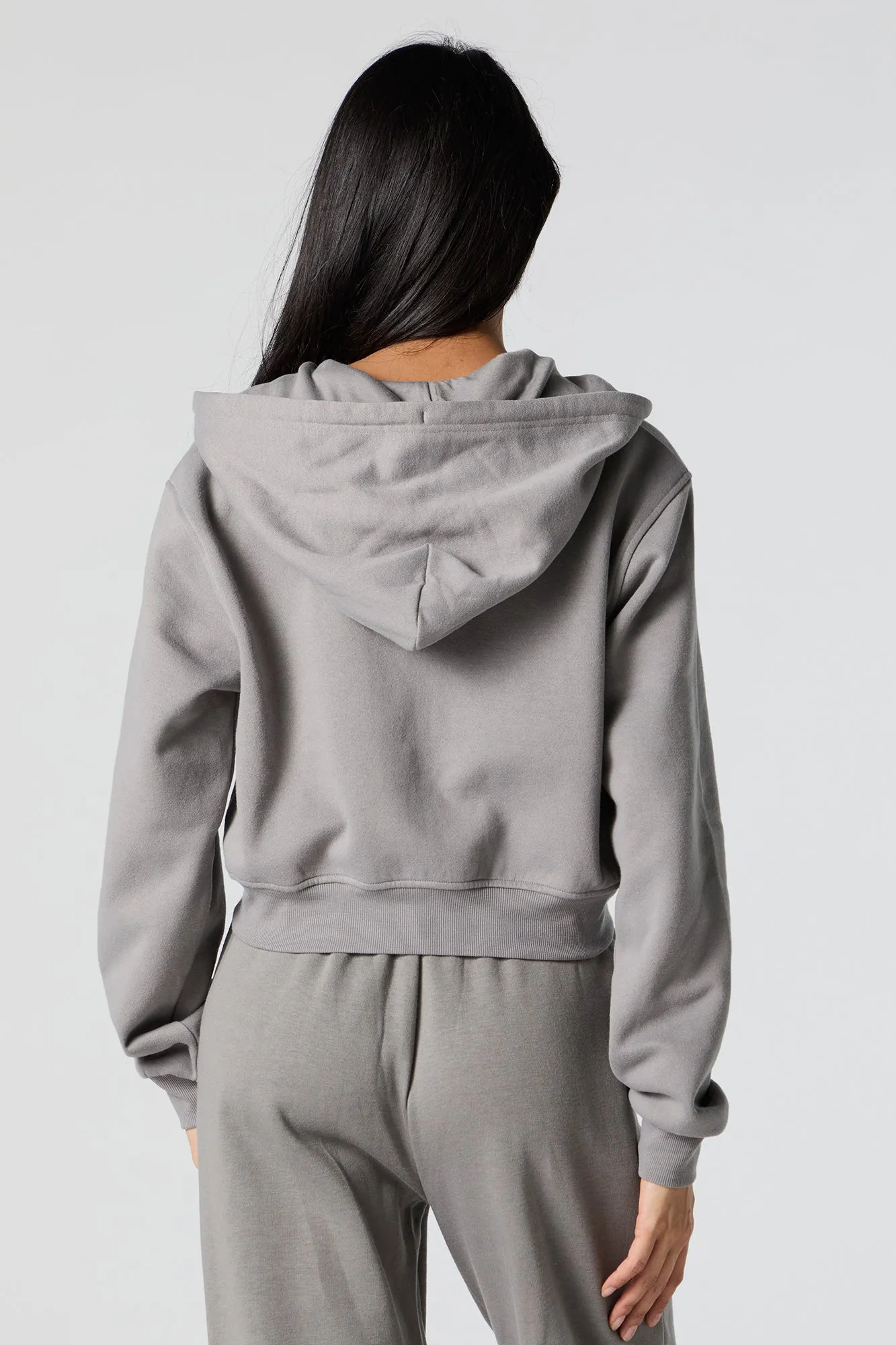 Fleece Zip-Up Cropped Hoodie sold by Urban Planet product image thumbnail 2