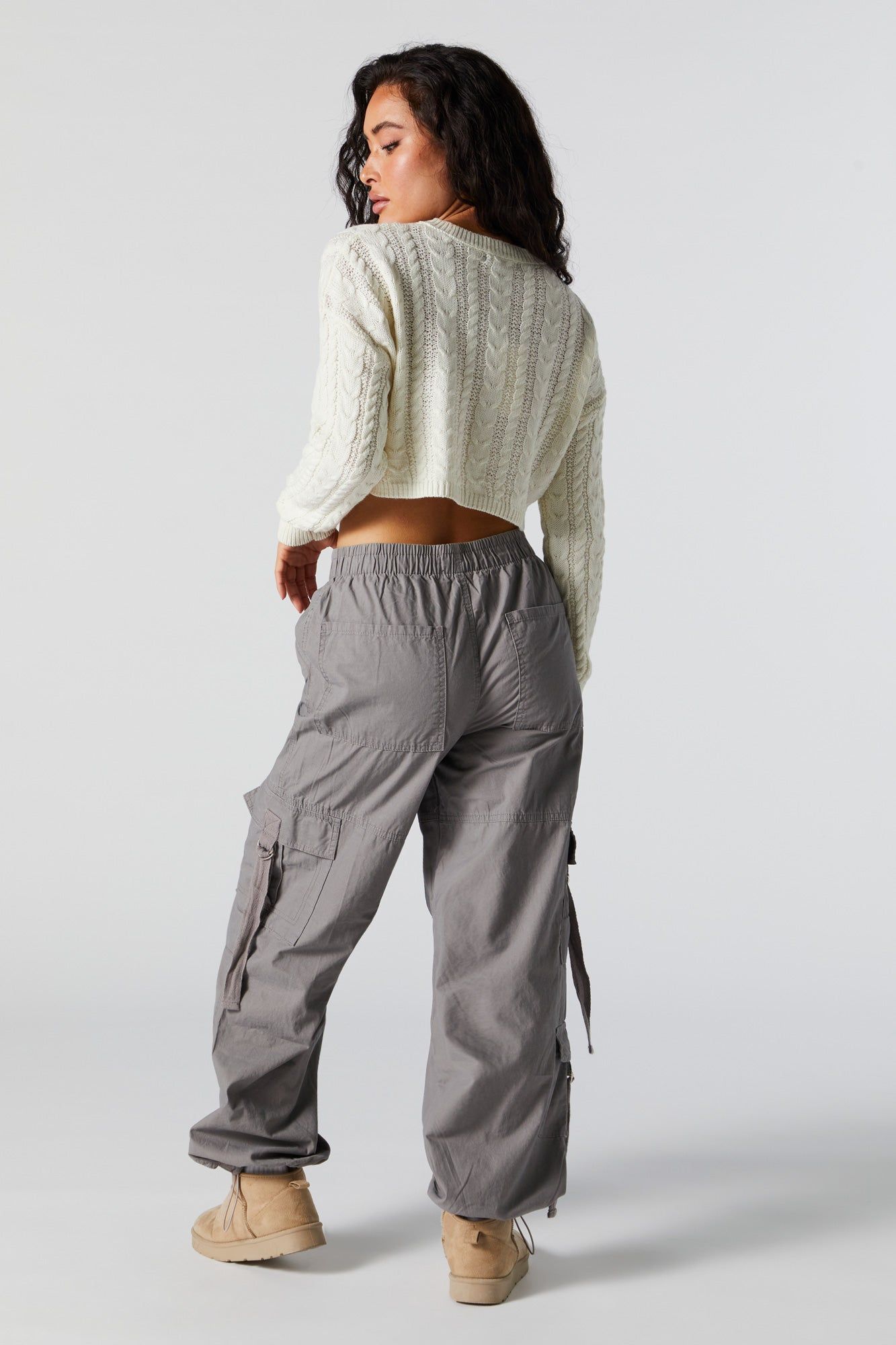 Pantalon cargo parachute gris à poches multiples en toile sold by Urban Planet product image thumbnail 2