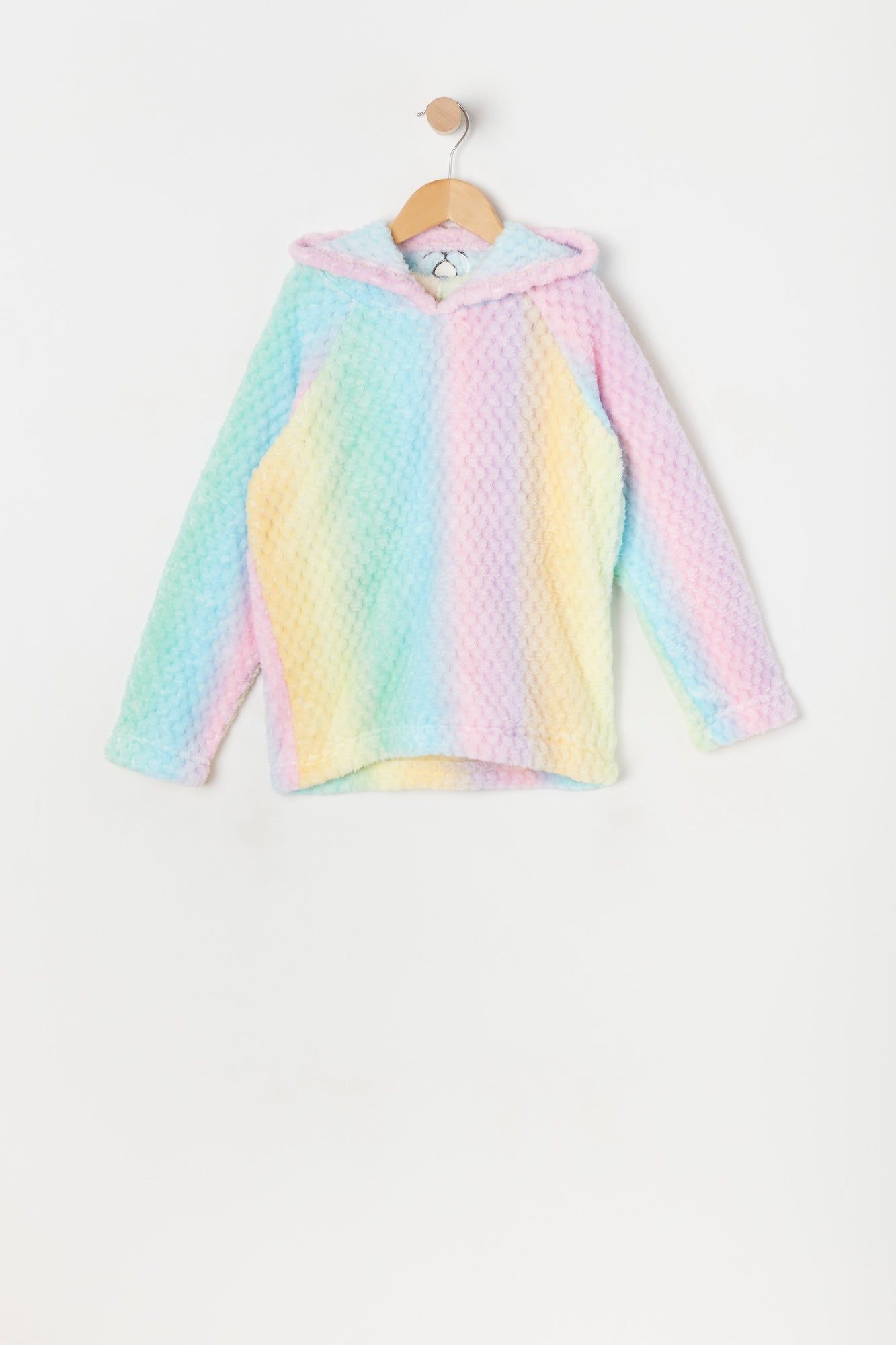 Girls Plush Rainbow Print Bunny Critter Hoodie sold by Urban Planet product image thumbnail 3