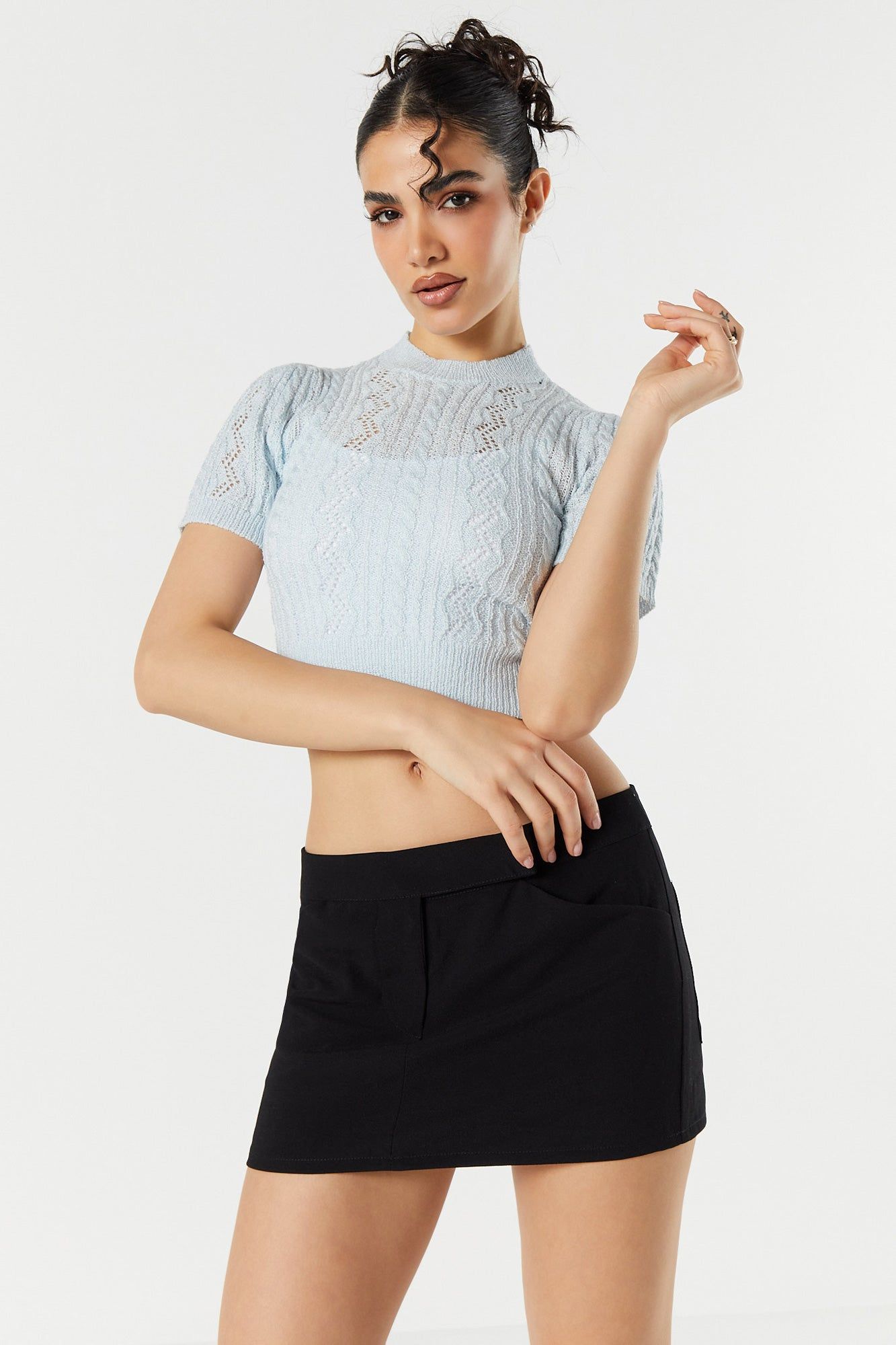 Haut à manches courtes en tricot de pointelle sold by Urban Planet product image thumbnail 7