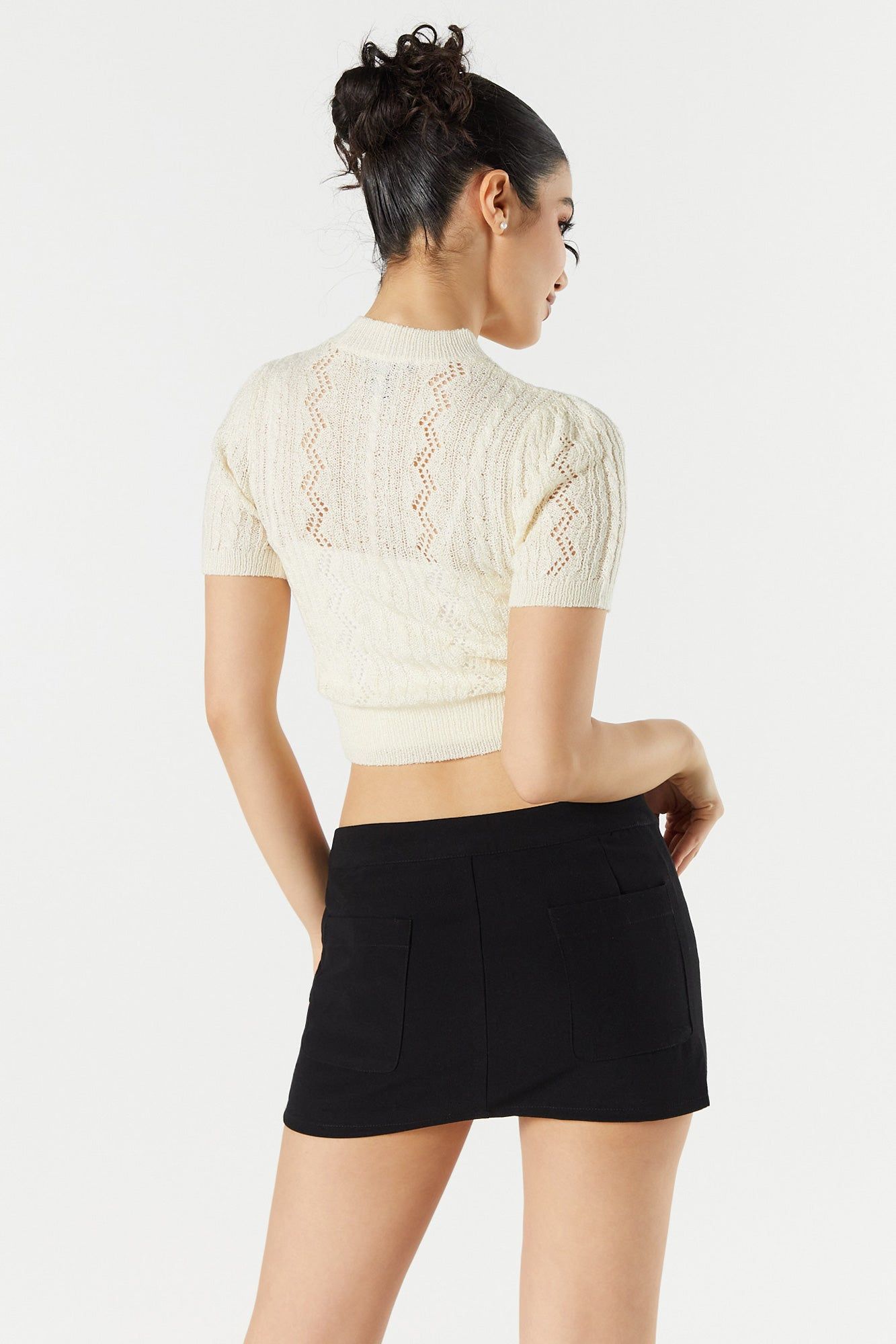 Haut à manches courtes en tricot de pointelle sold by Urban Planet product image thumbnail 5