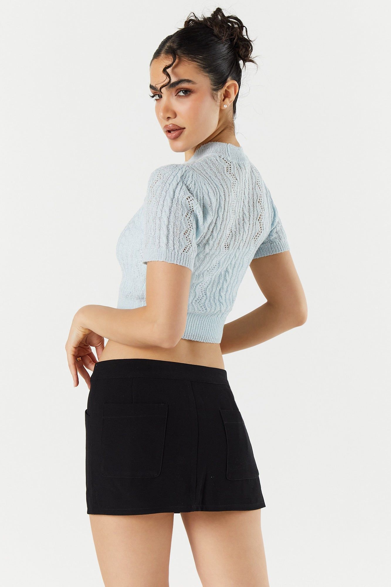 Haut à manches courtes en tricot de pointelle sold by Urban Planet product image thumbnail 8