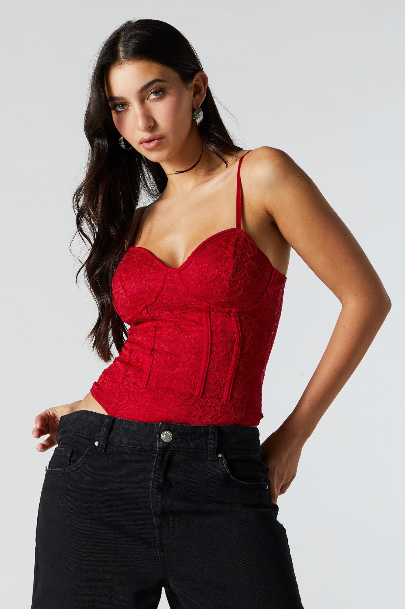 Maillot-corset rouge en dentelle sold by Urban Planet product image thumbnail 4