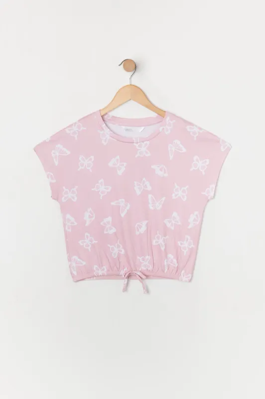 Girls Butterfly Print Front Tie Top sold by Urban Planet