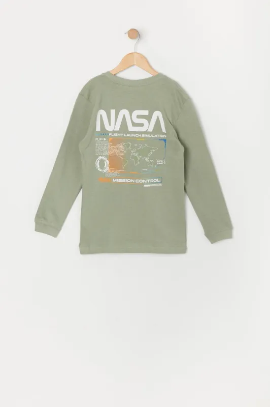 Boys Green NASA Graphic Long Sleeve Top sold by Urban Planet