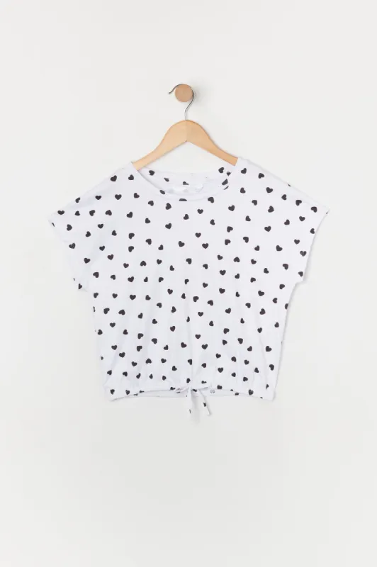 Girls Heart Print Front Tie Top sold by Urban Planet