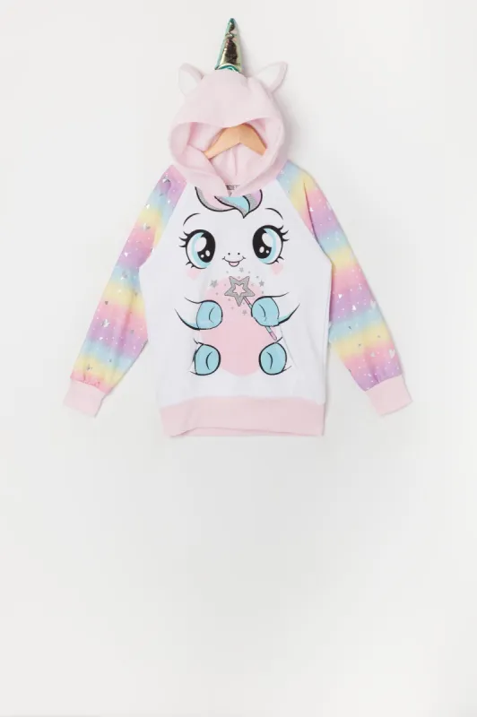 Girls Ombre Unicorn Character Hoodie sold by Urban Planet