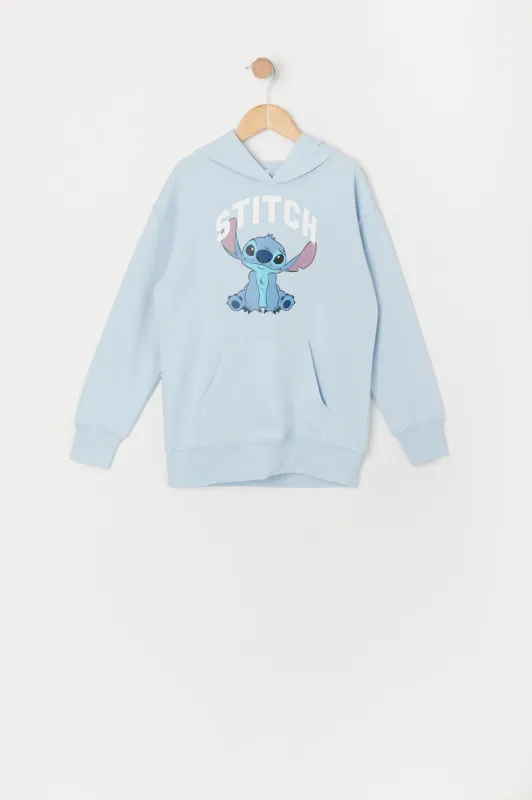 Girls Light Blue Stitch Graphic Fleece Hoodie sold by Urban Planet