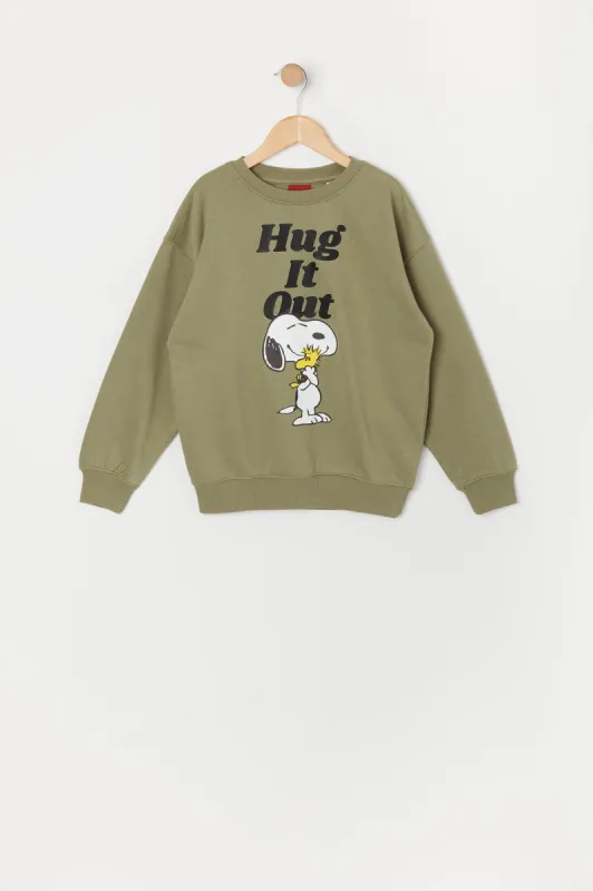 Girls Snoopy Graphic Fleece Sweatshirt sold by Urban Planet