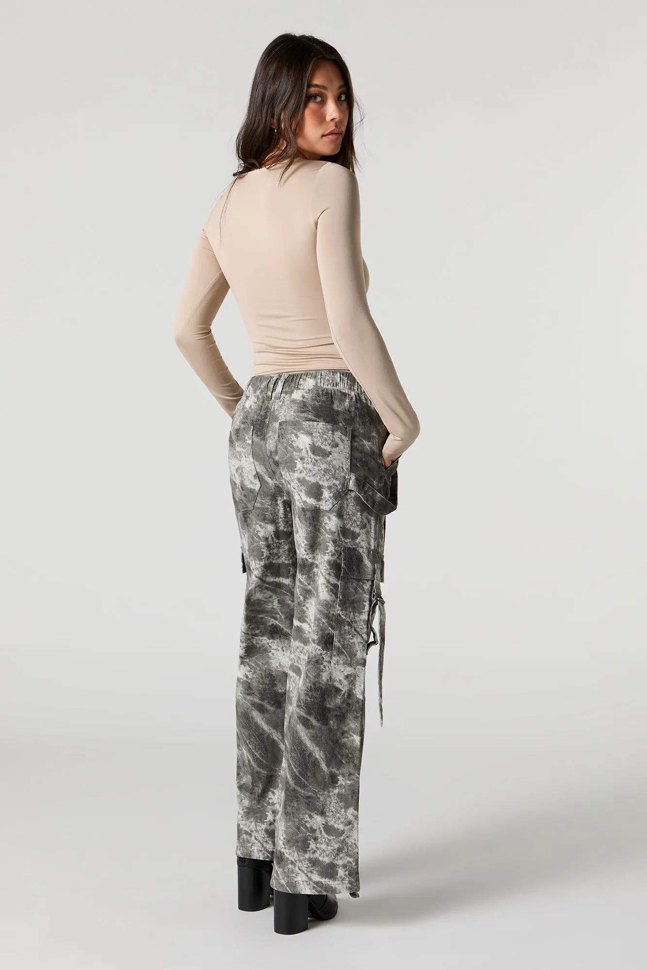 Camo Toggle Hem Straight Leg Cargo Pant sold by Urban Planet product image thumbnail 3