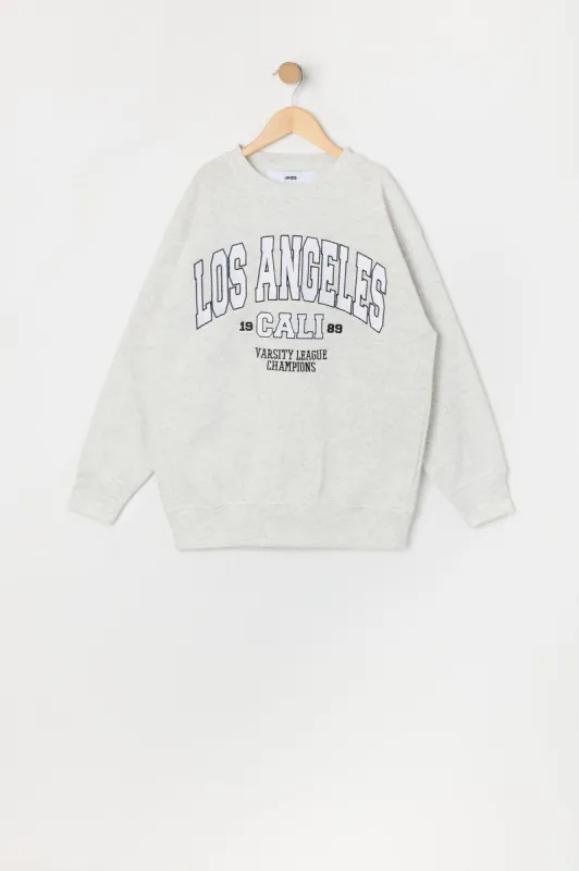 Girls Oversized Destination Chenille Embroidered Fleece Sweatshirt sold by Urban Planet