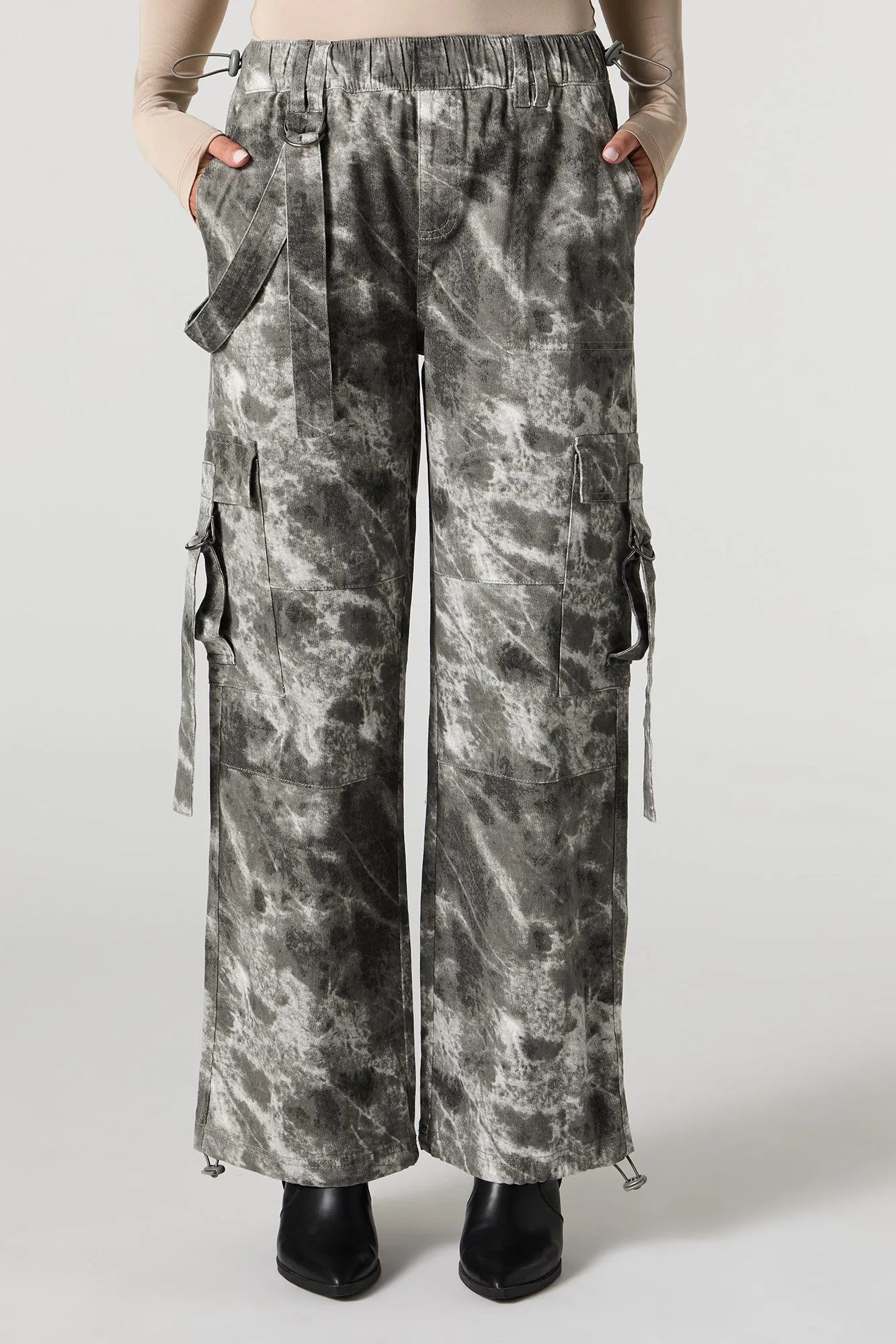 Camo Toggle Hem Straight Leg Cargo Pant sold by Urban Planet product image thumbnail 2