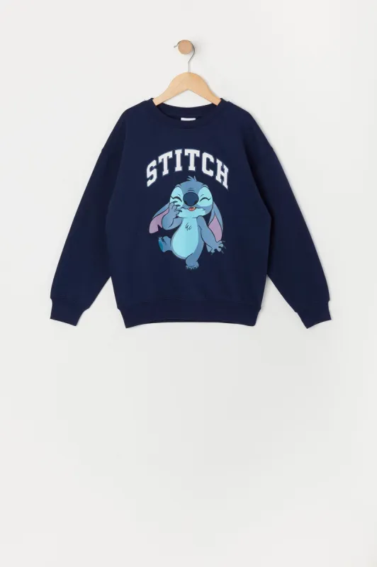 Girls Stitch Graphic Fleece Sweatshirt sold by Urban Planet