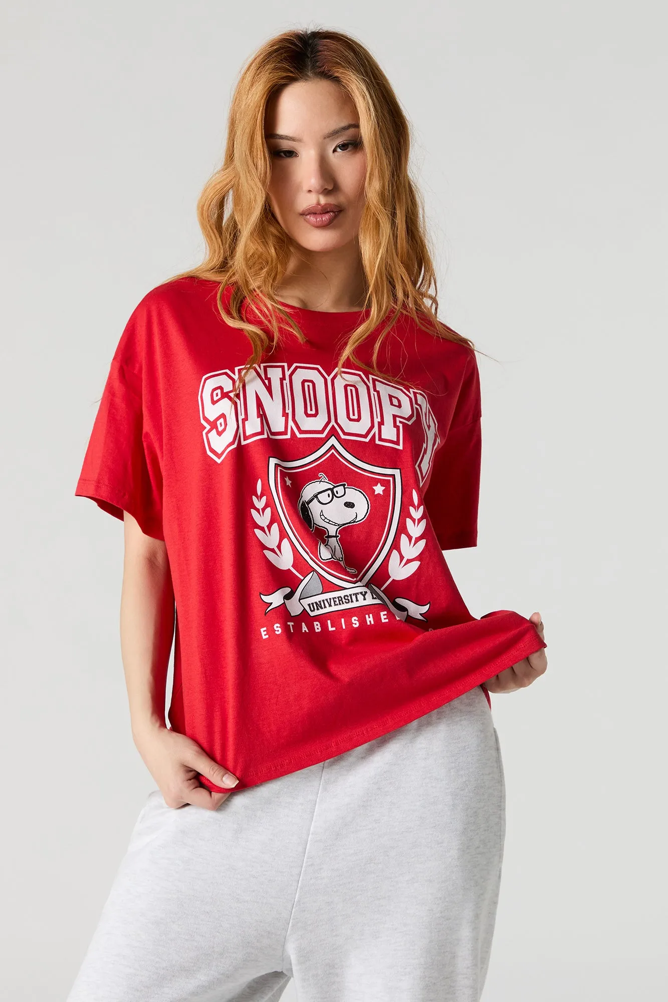 Snoopy University Graphic Boyfriend T-Shirt sold by Urban Planet